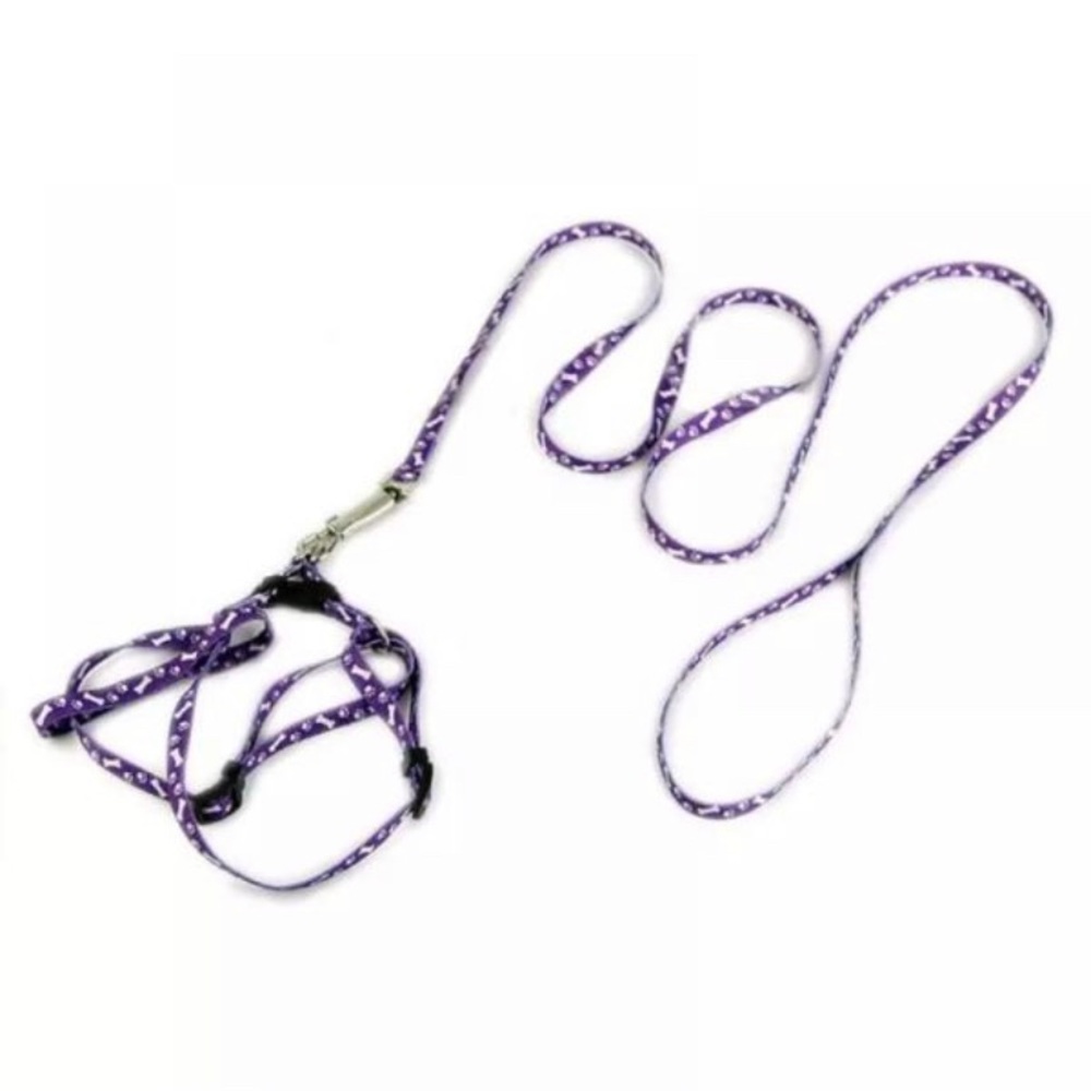 Dog Puppy Harness Leash Set Purple Small NEW